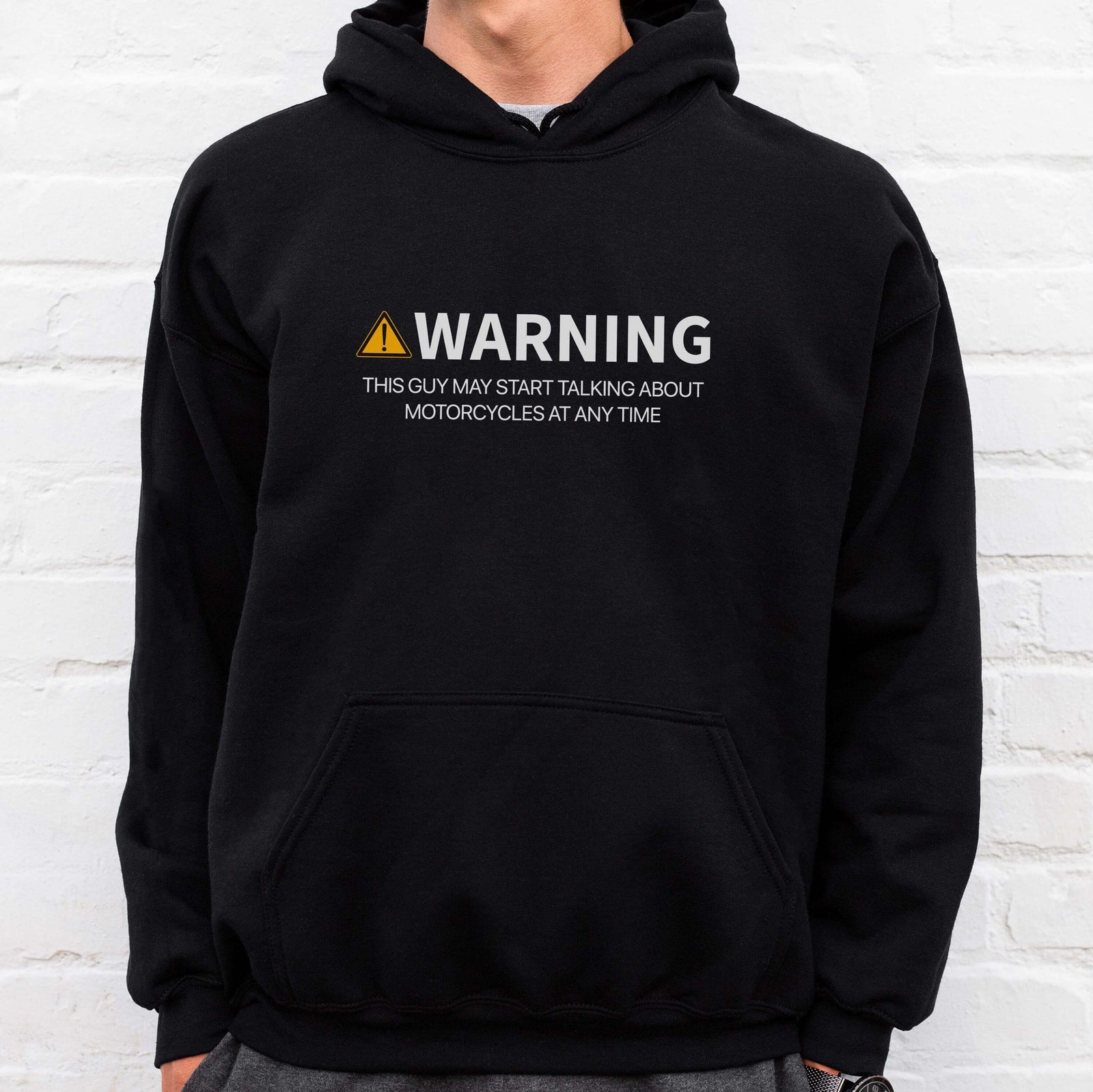 Warning May Start Talking About Motorcycles hoodie - lifestyle photo