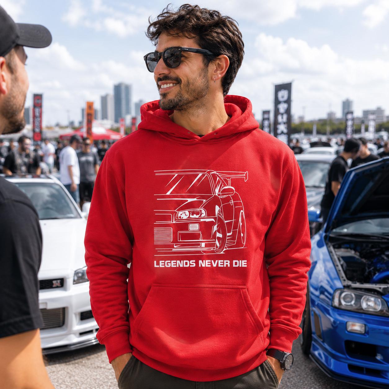 R34 JDM Legend hoodie - lifestyle photo