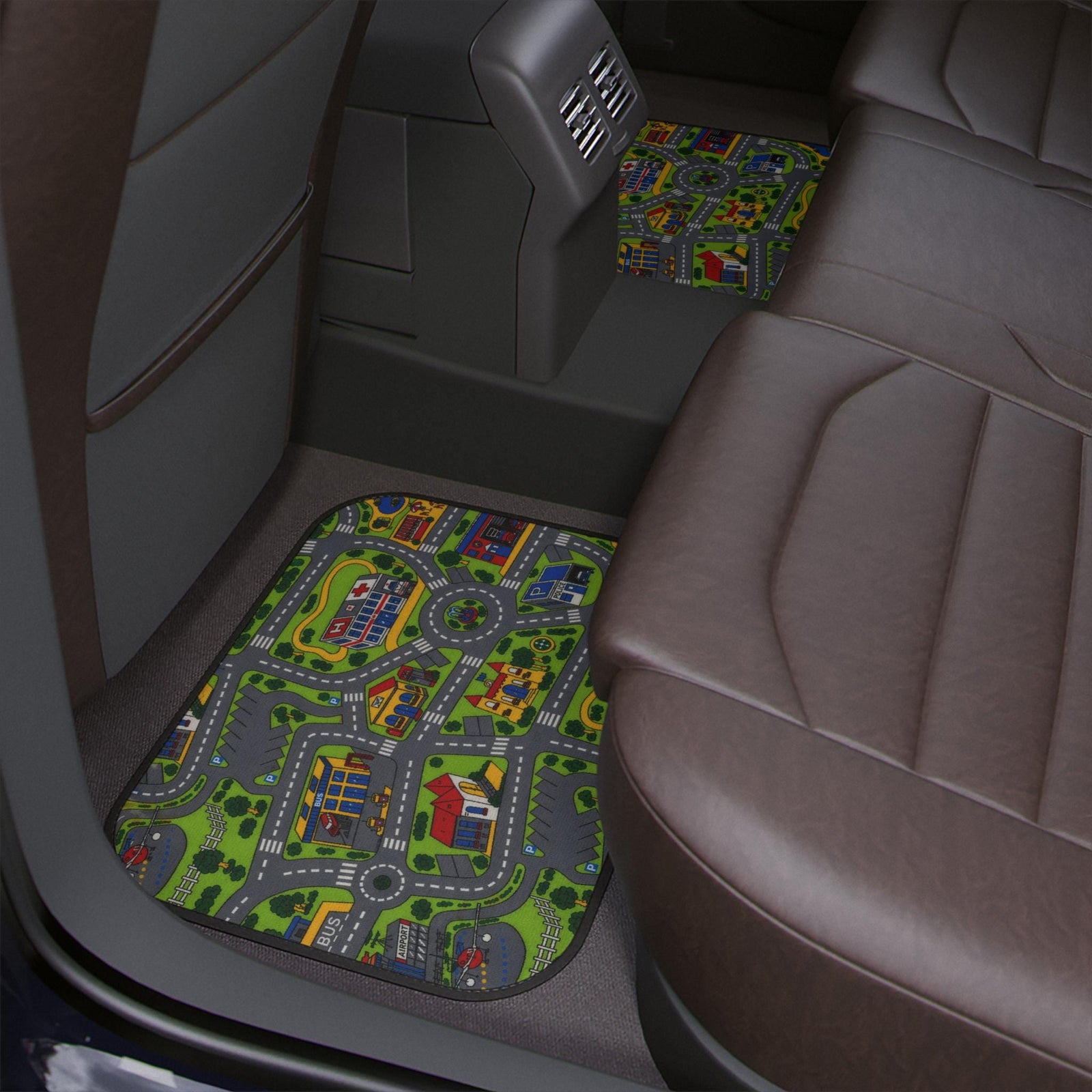City Carpet Car Floor Mats | Retro 90s Road Map Set