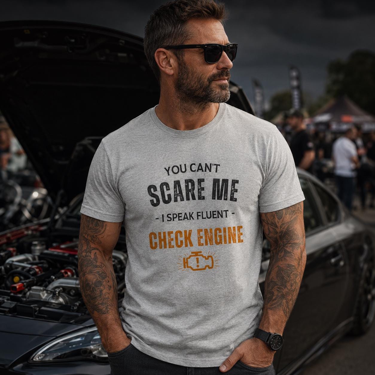 Funny Check Engine T-Shirt - lifestyle photo