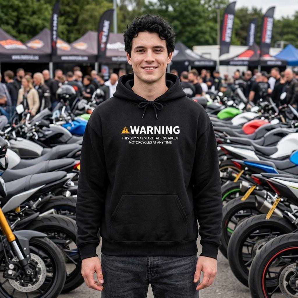 Warning May Start Talking About Motorcycles hoodie - lifestyle photo
