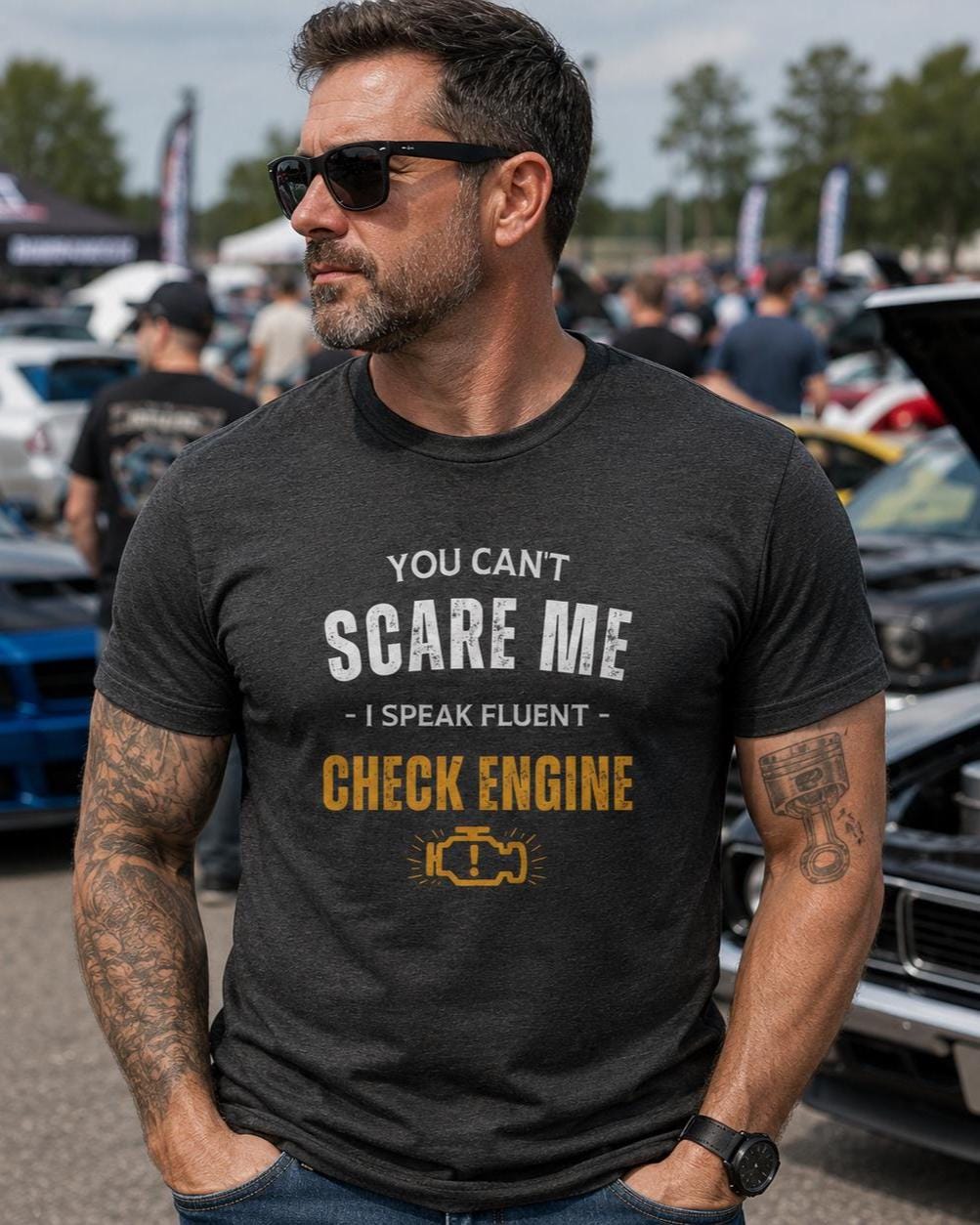 Funny Check Engine T-Shirt - lifestyle photo
