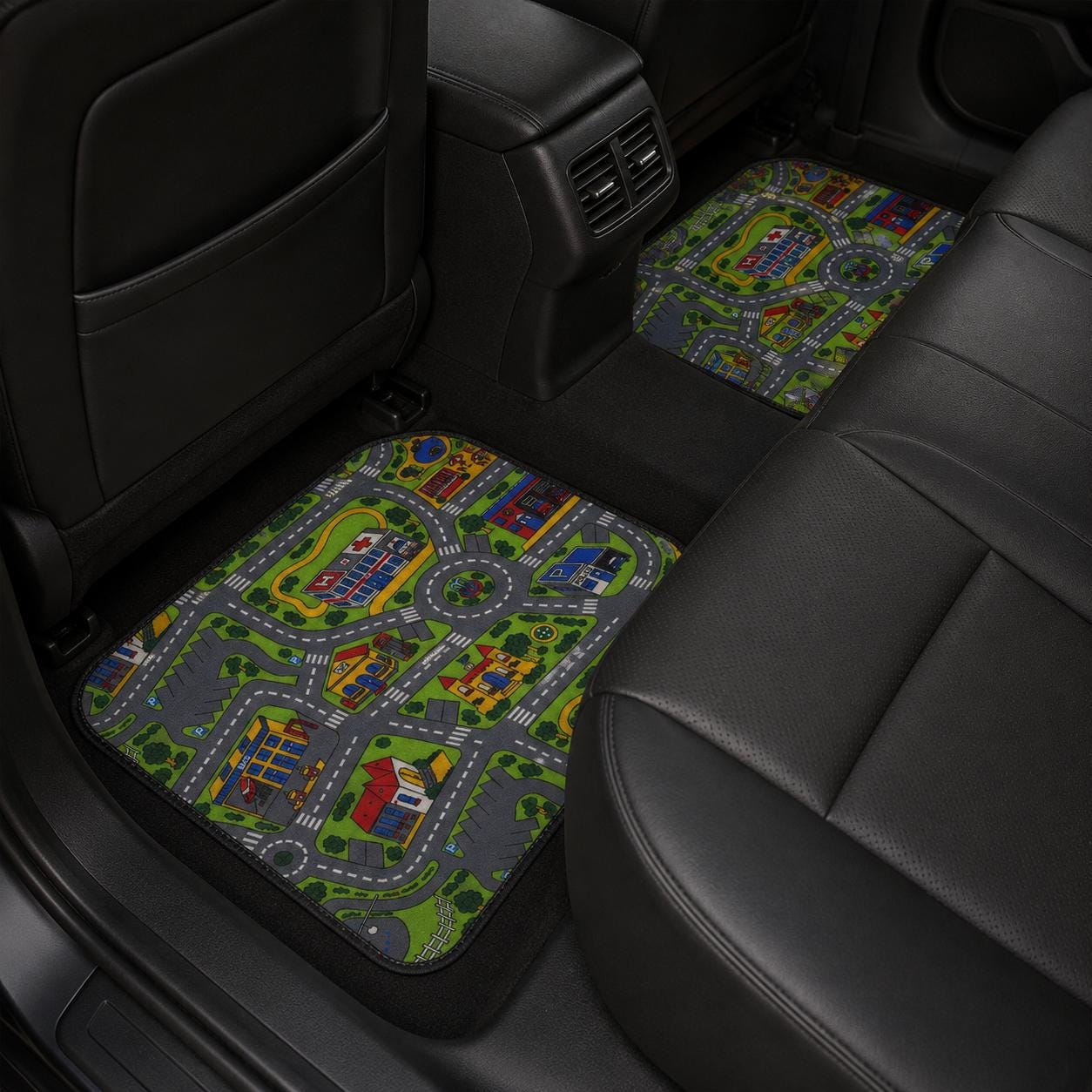 City Carpet Car Floor Mats | Retro 90s Road Map Set
