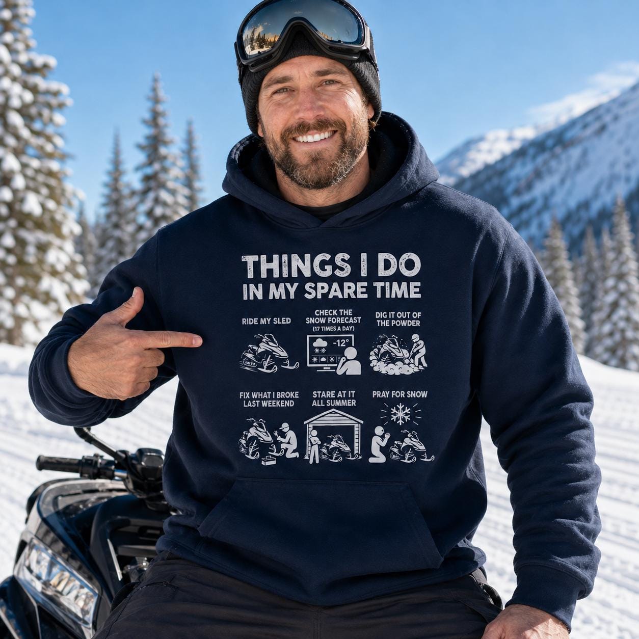 Things I Do In My Spare Time Snowmobile hoodie - lifestyle photo