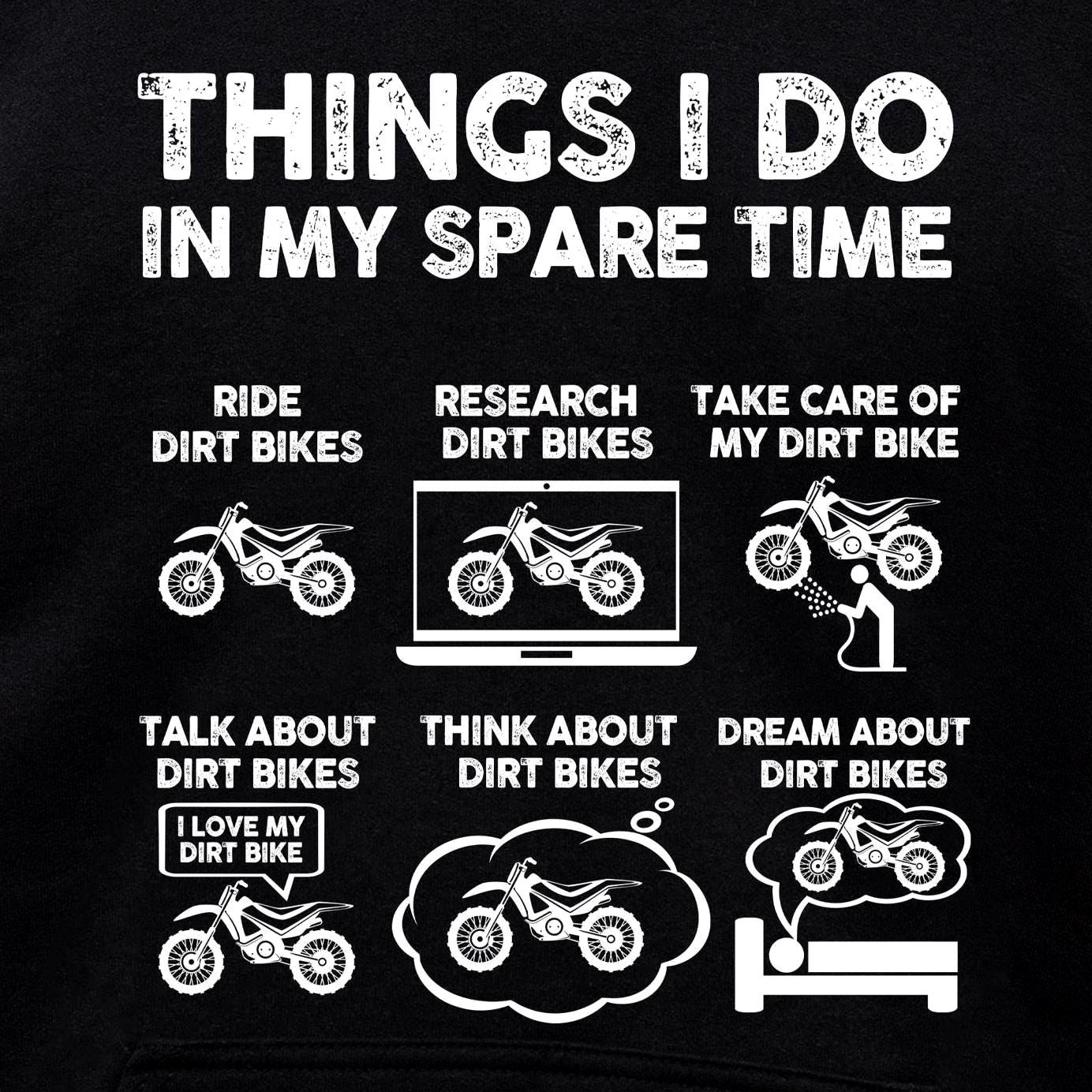 Things I Do In My Spare Time Dirt Bike hoodie - print close-up