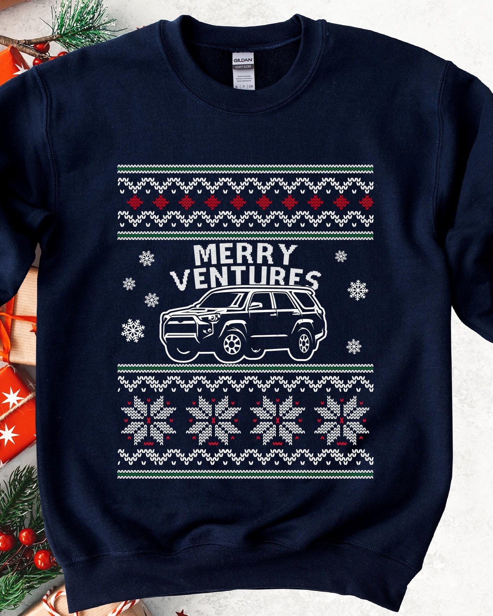 Merry Ventures Off-Road SUV Christmas Sweatshirt - Navy
