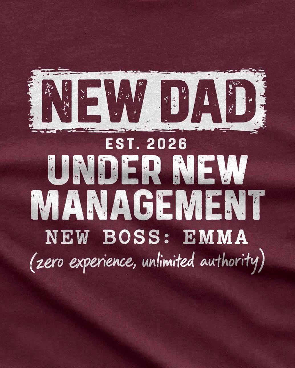 New Dad Under New Management hoodie - print close-up