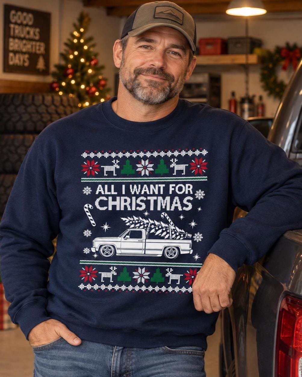 All I Want For Christmas Custom Pickup Truck Sweatshirt - lifestyle photo