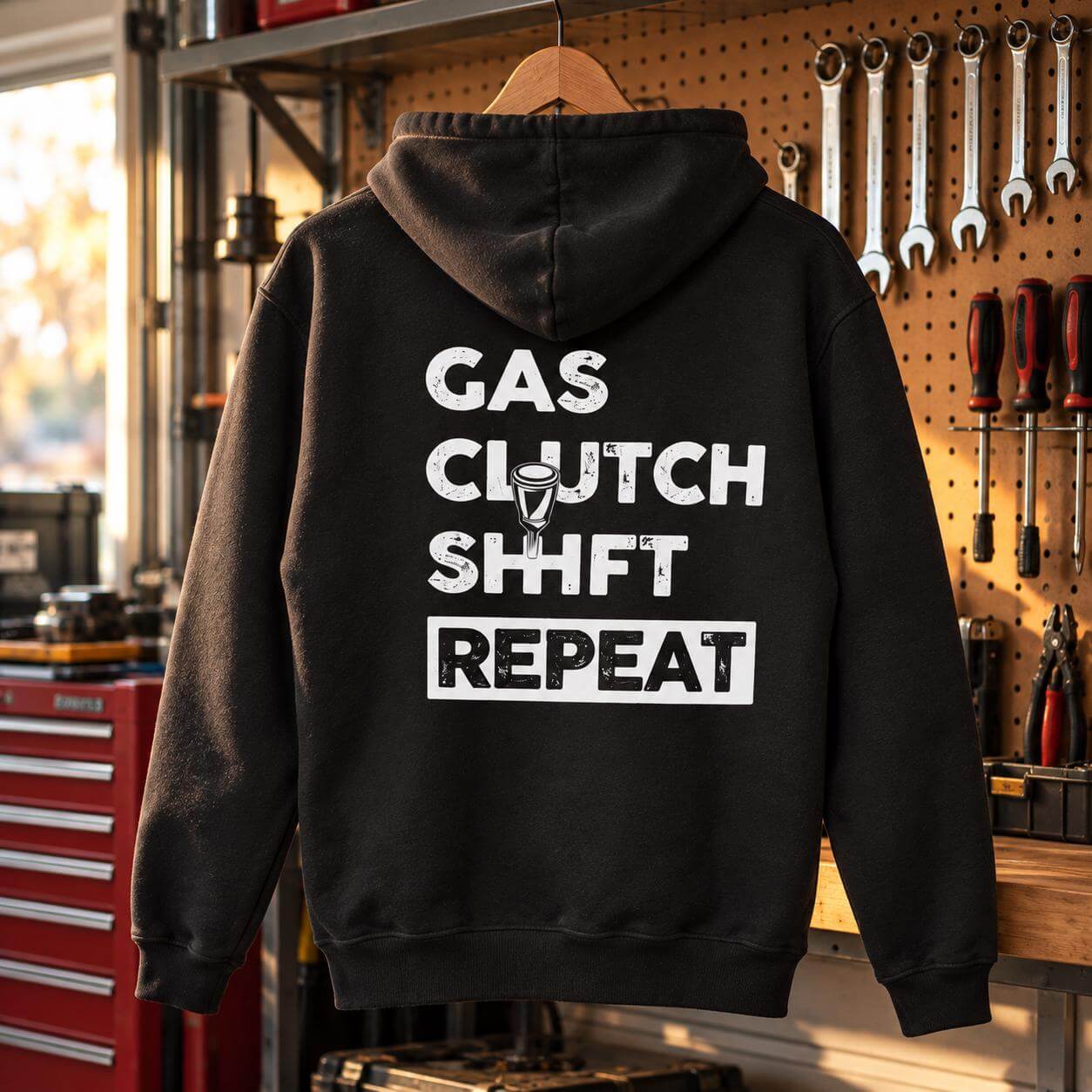 Gas Clutch Shift Repeat hoodie - back print