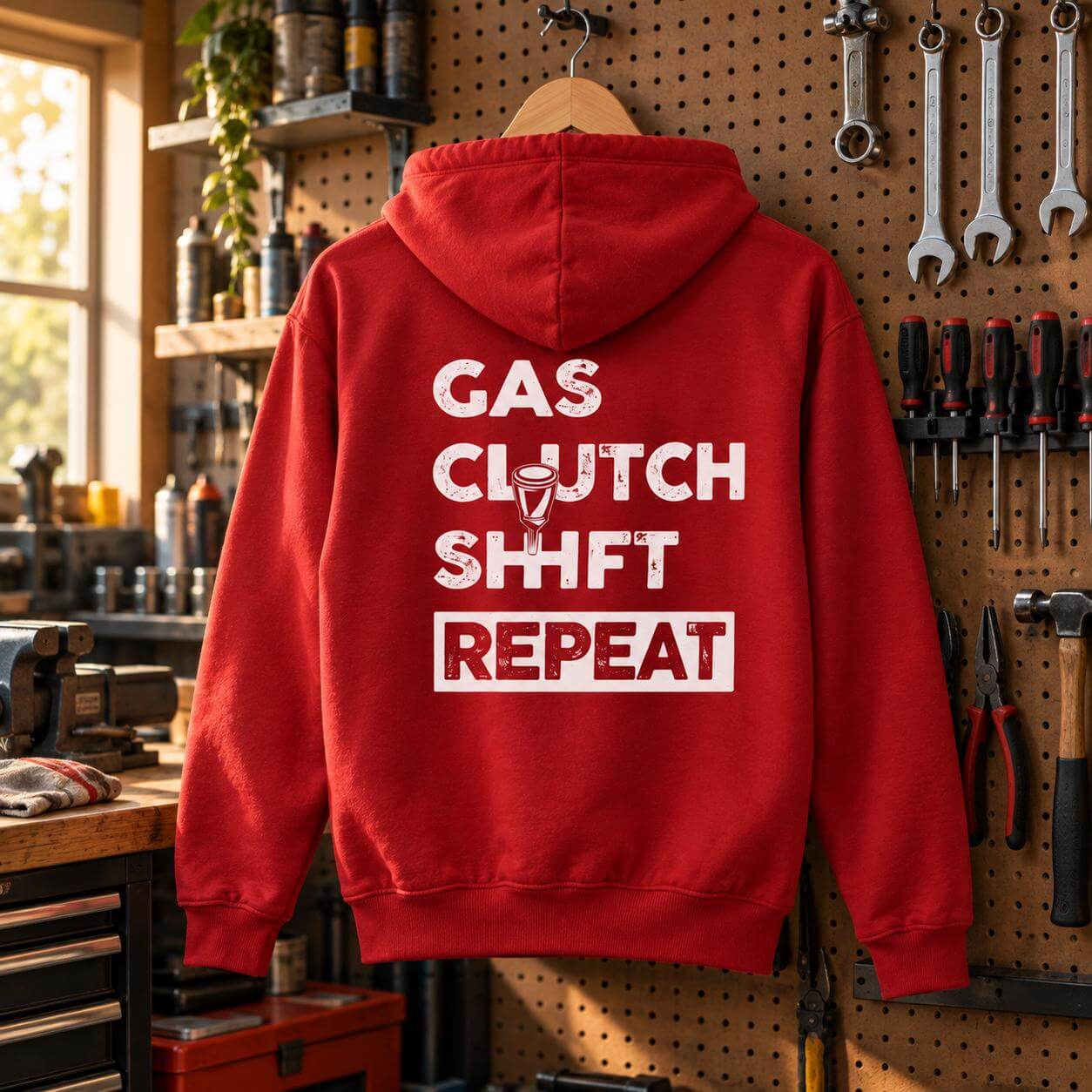 Gas Clutch Shift Repeat hoodie - back print