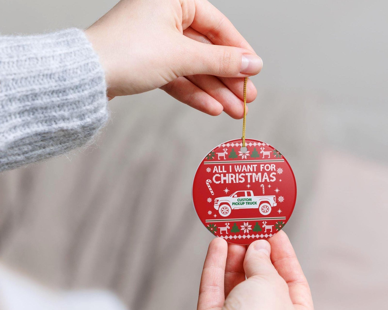 All I Want For Christmas truck ornament, personalized pickup silhouette photo 6