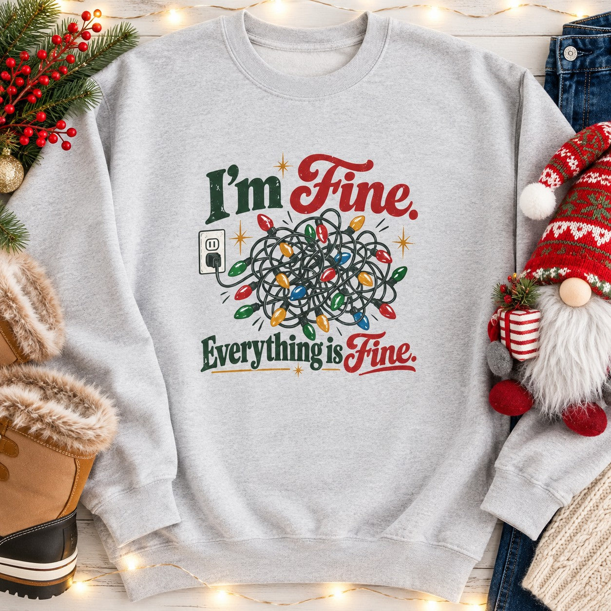I'm Fine Everything Is Fine Sweatshirt - Ash