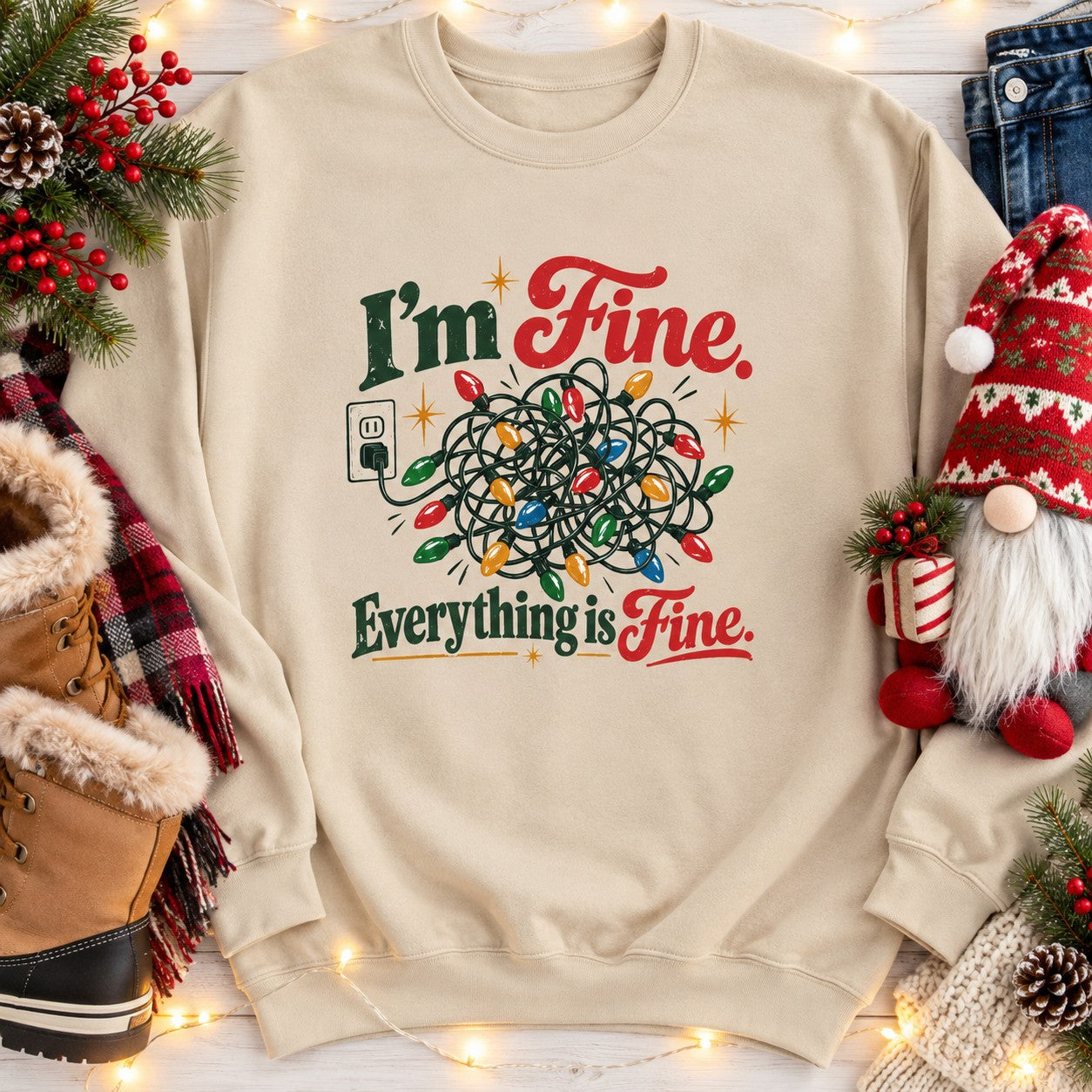 I'm Fine Everything Is Fine Sweatshirt - Sand