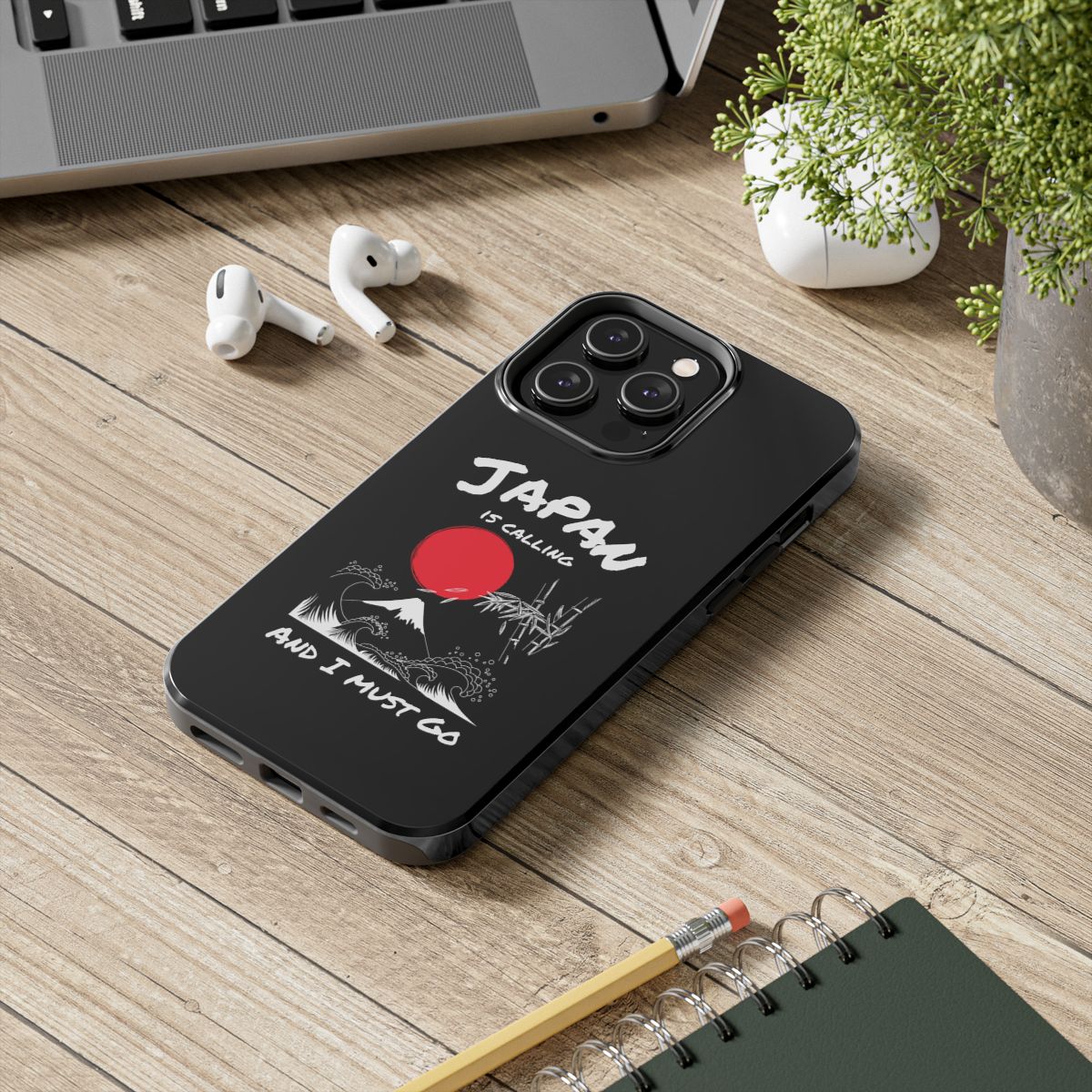 Japan Is Calling and I Must Go tough phone case, lifestyle view