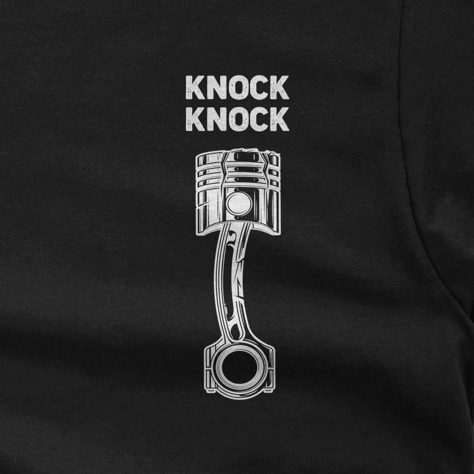Knock Knock Broken Piston T-Shirt design close-up