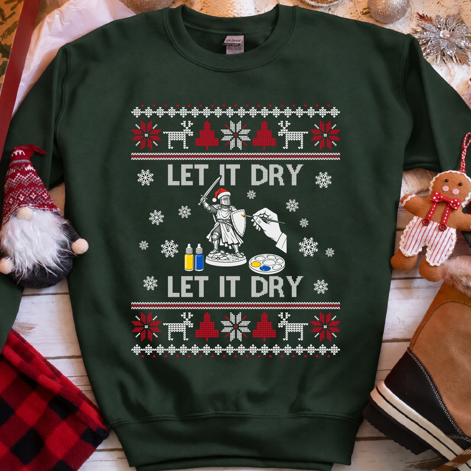 Let It Dry Christmas Sweatshirt in Forest Green