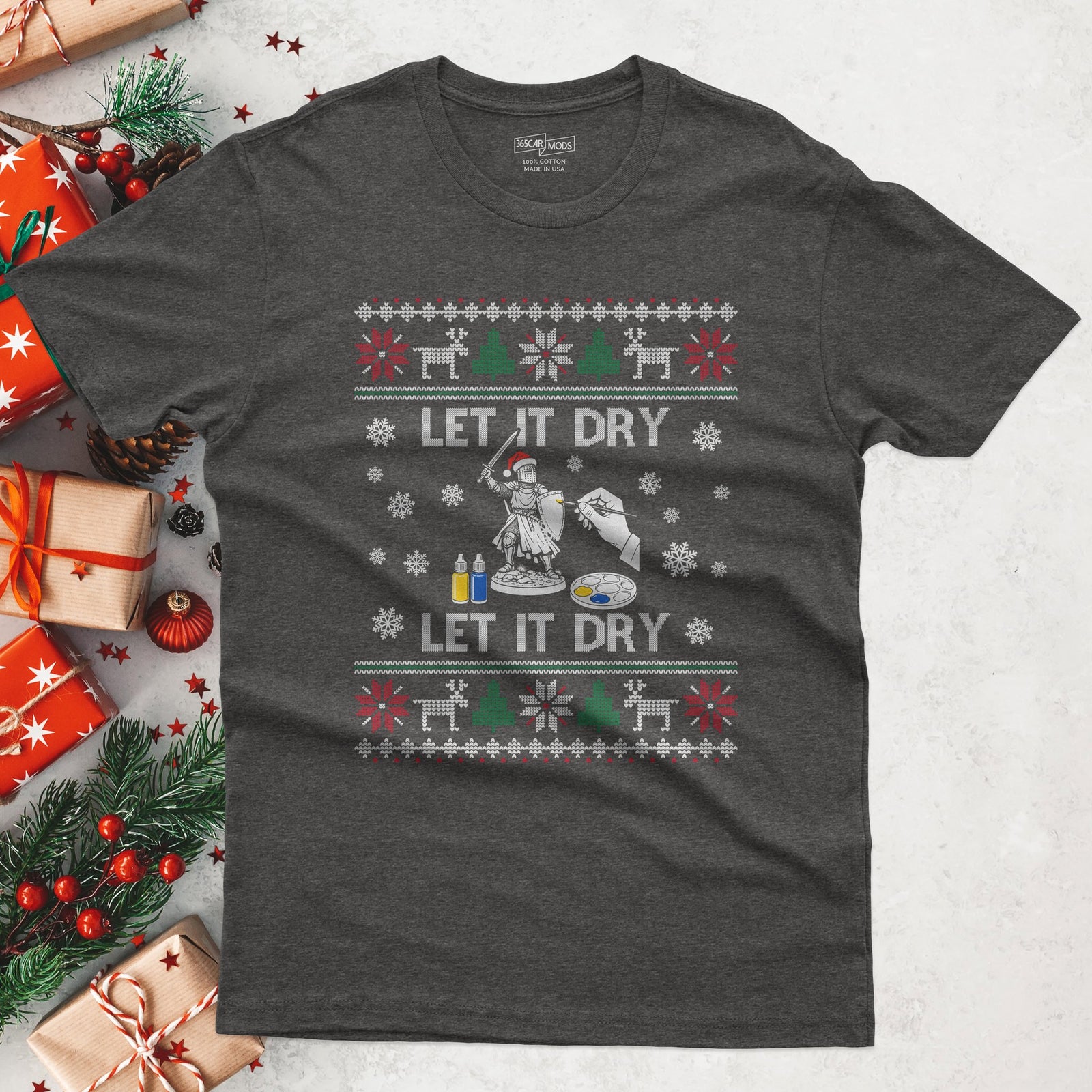 Let It Dry Christmas T-Shirt in Dark Heather