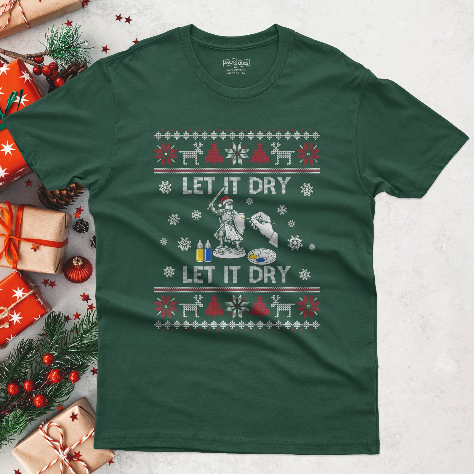 Let It Dry Christmas T-Shirt in Forest Green