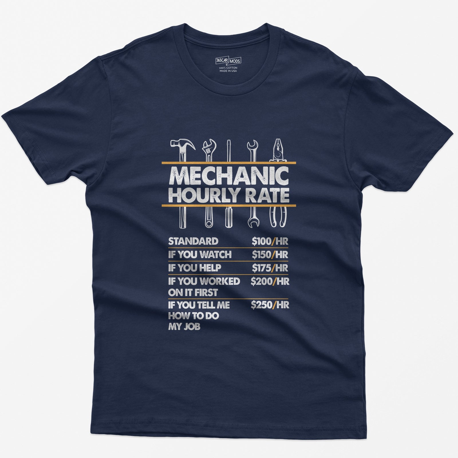 Mechanic Hour Rate T-Shirt - Navy