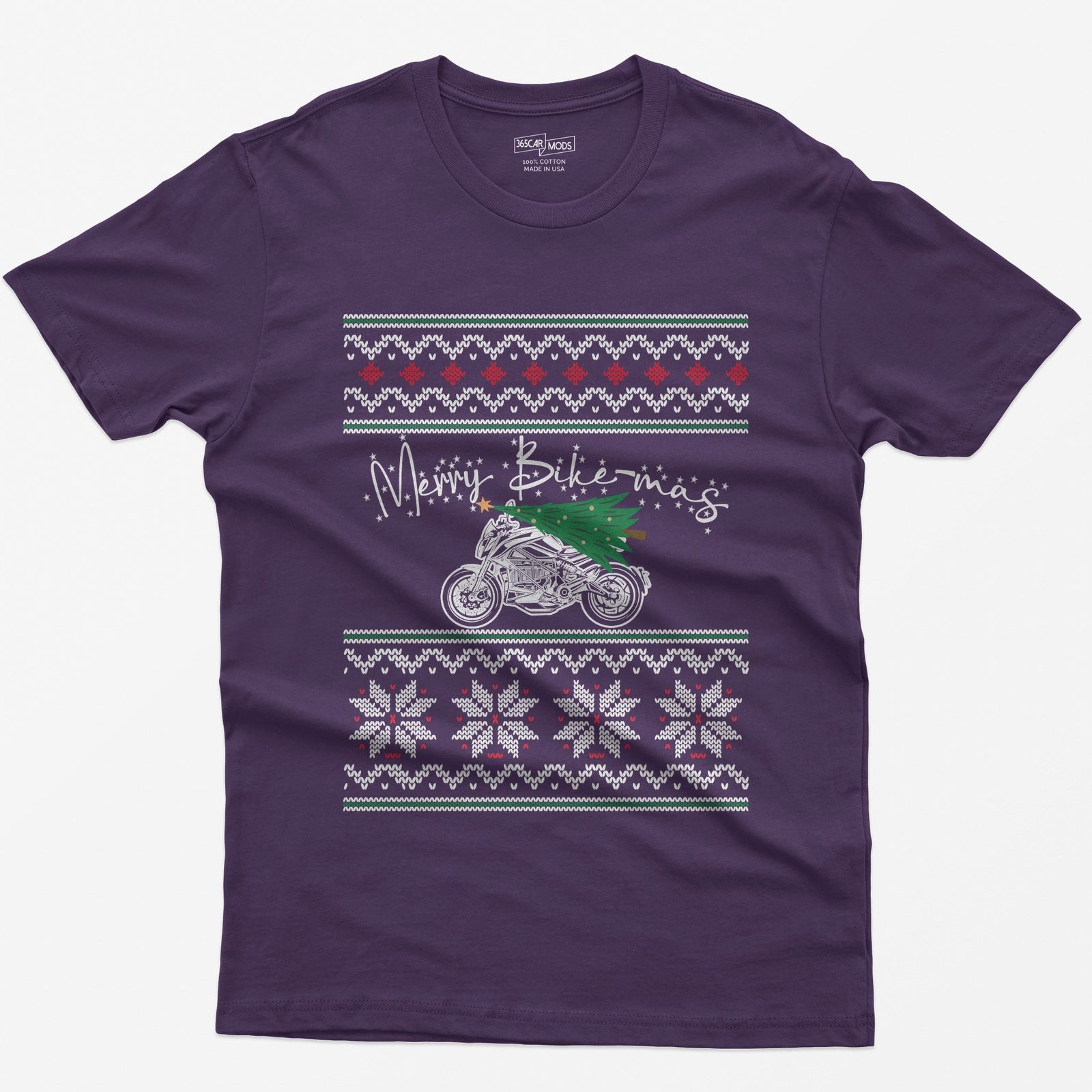 Merry Bike-mas Motorcycle Christmas T-Shirt - Purple