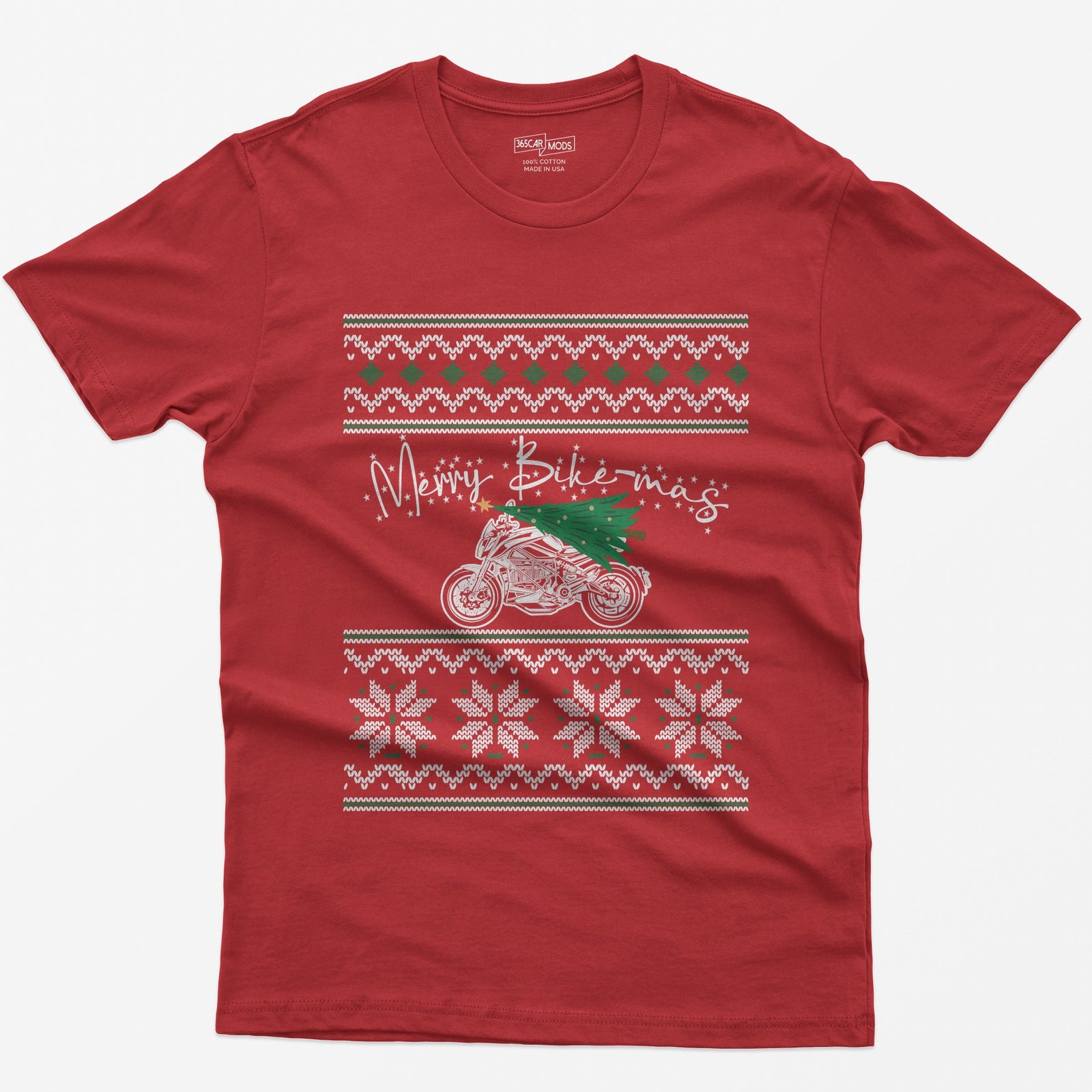 Merry Bike-mas Motorcycle Christmas T-Shirt - Red