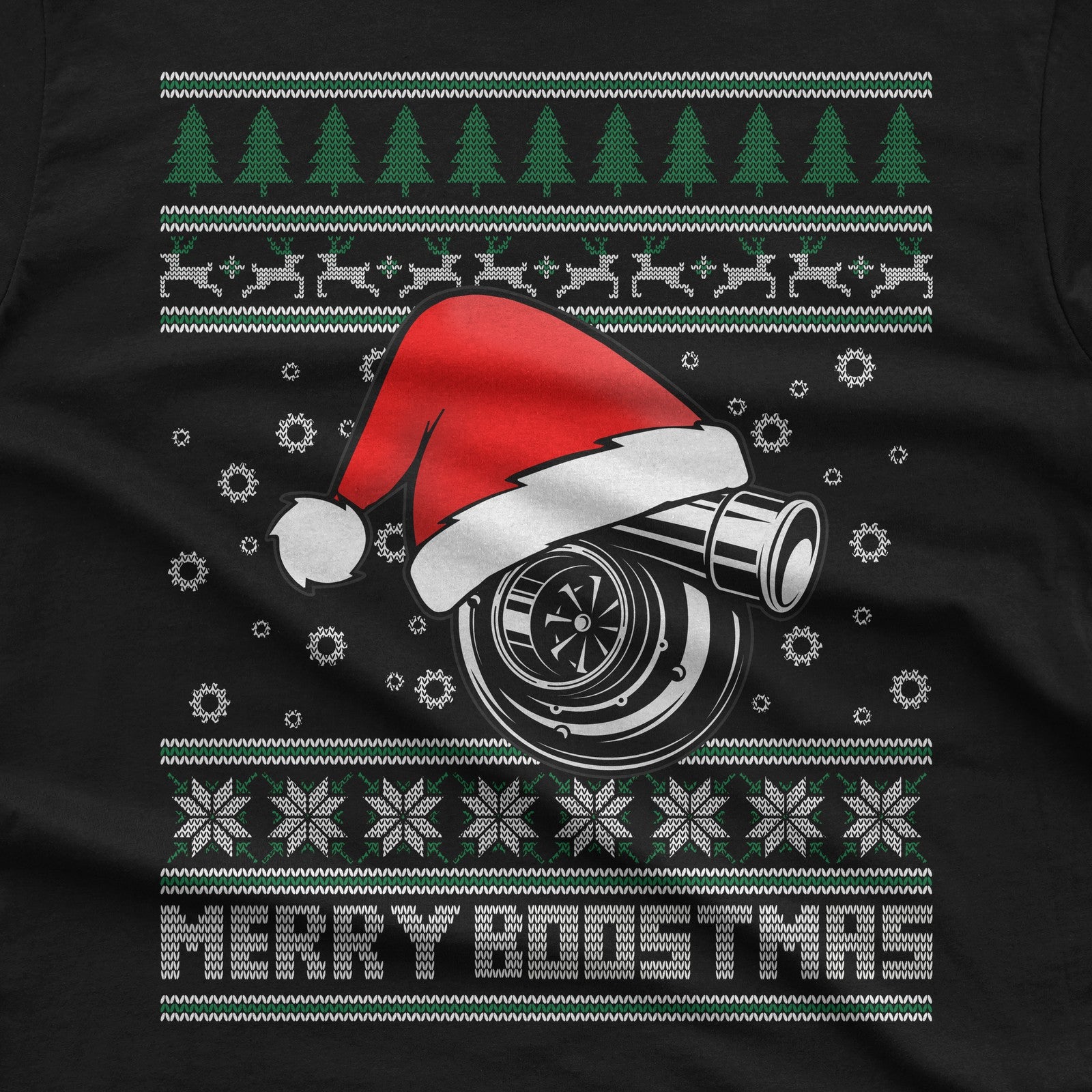 Merry Boostmas JDM Christmas Car T-Shirt design close-up