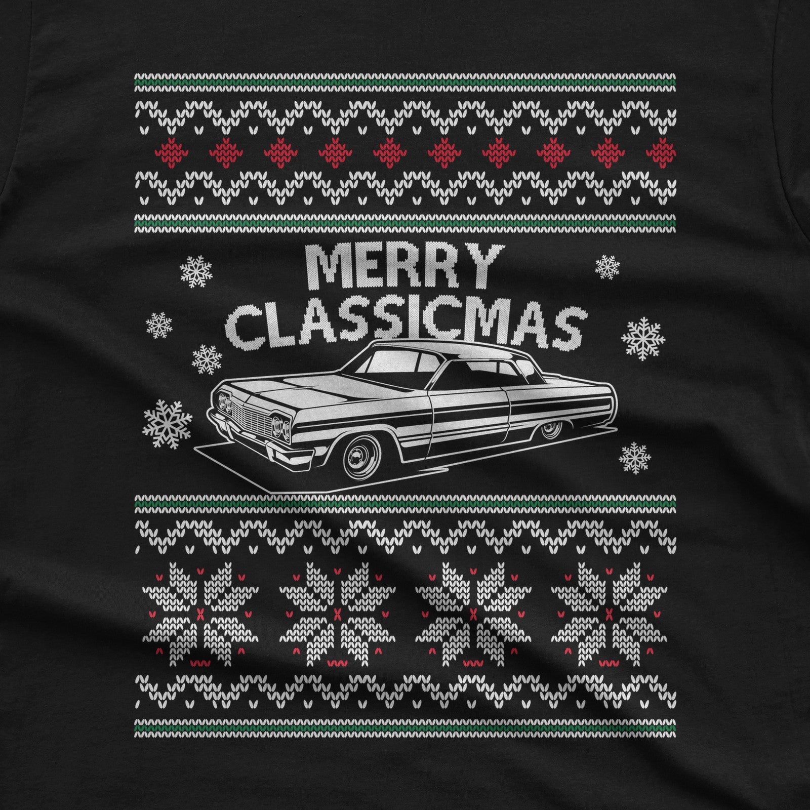 Merry Classicmas Lowrider Christmas T-Shirt design close-up