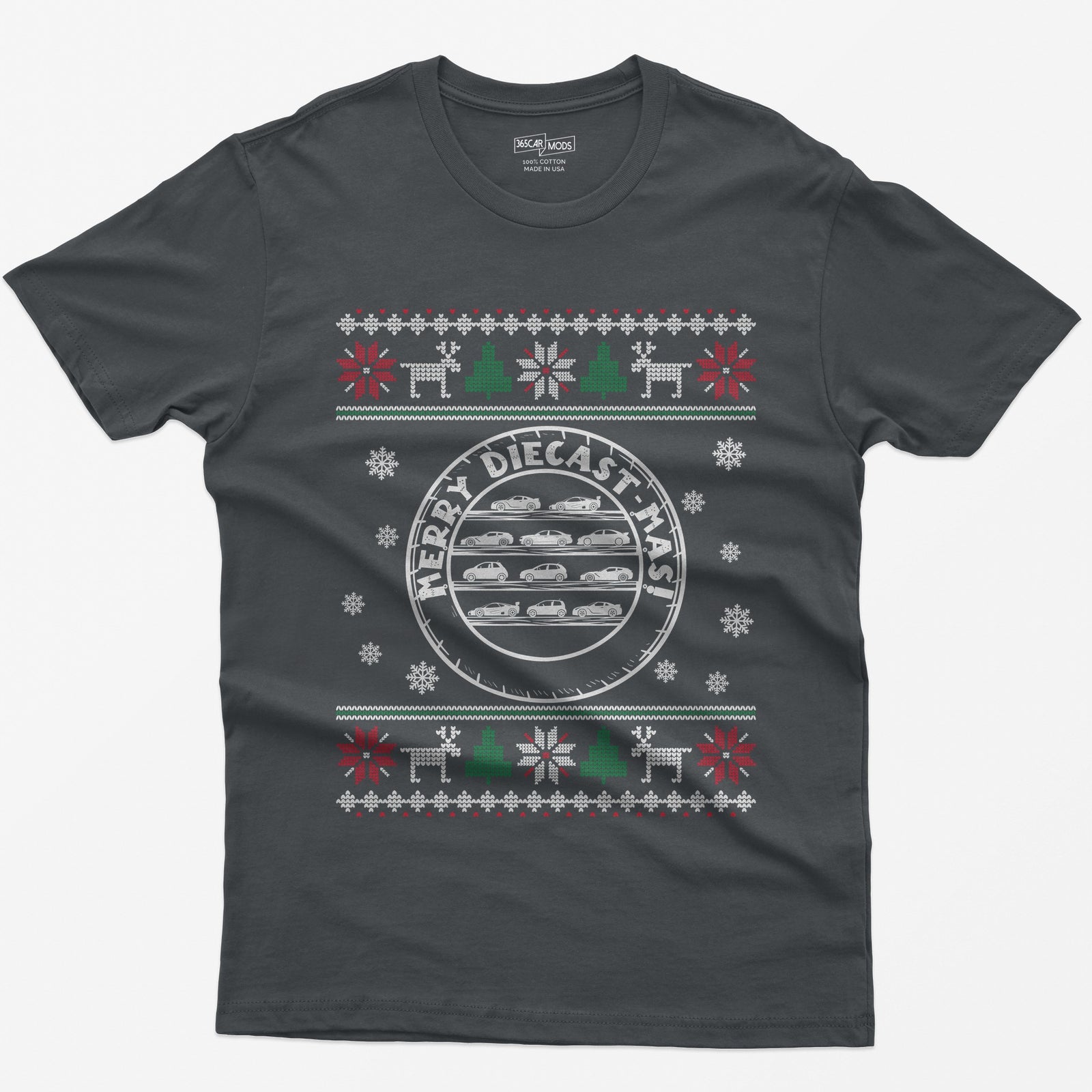 Merry Diecast-mas Display Case Christmas T-Shirt - Charcoal