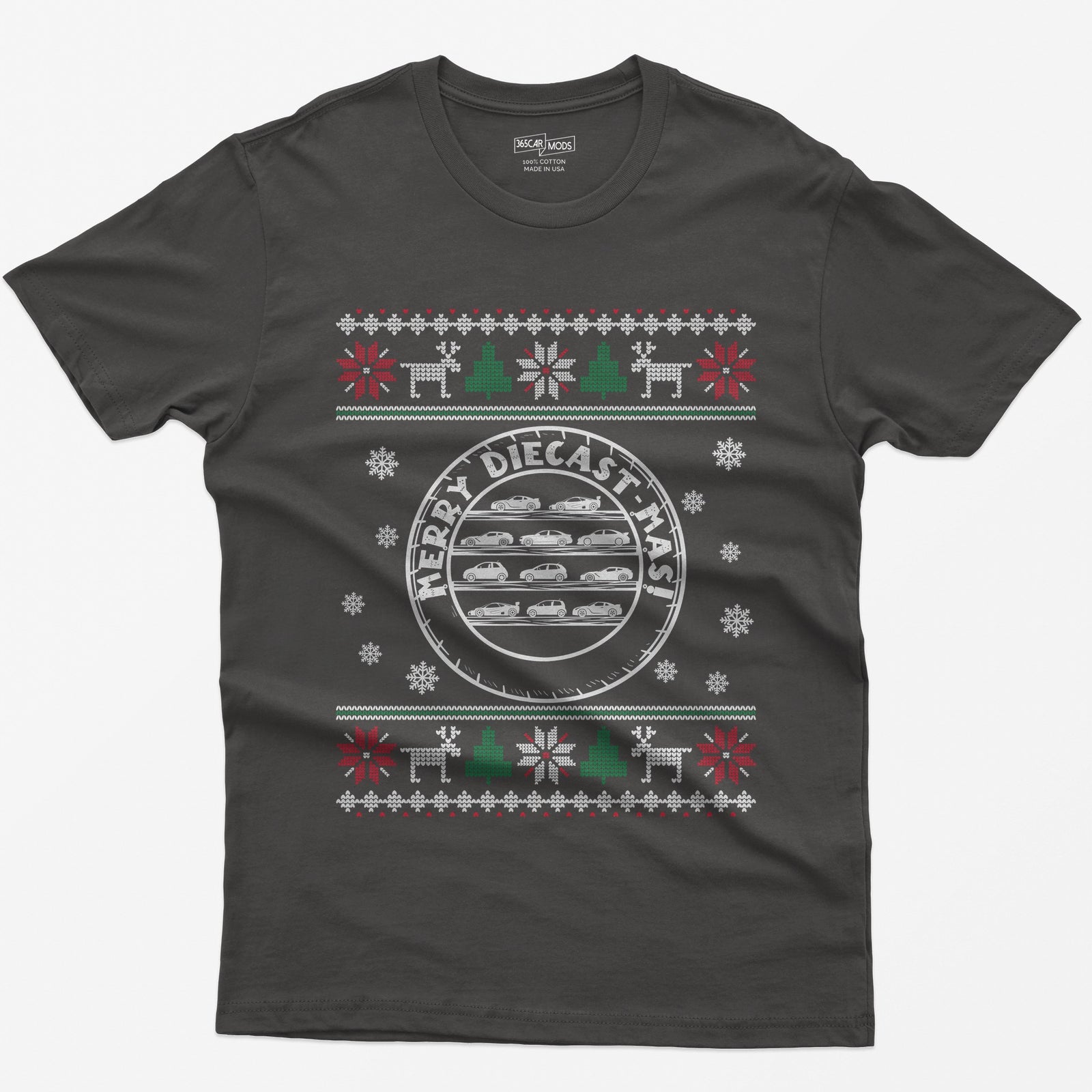 Merry Diecast-mas Display Case Christmas T-Shirt - Dark Heather