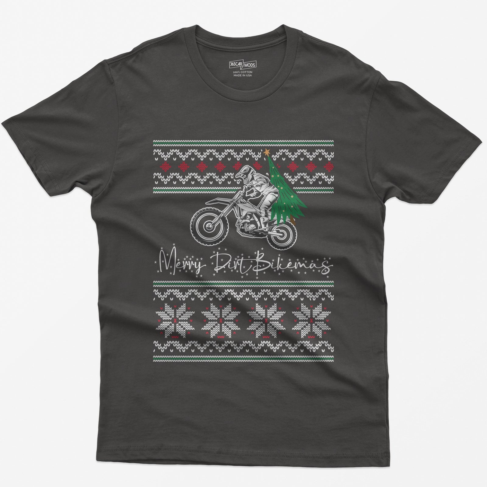 Merry Dirt Bikemas Christmas T-Shirt - Dark Heather