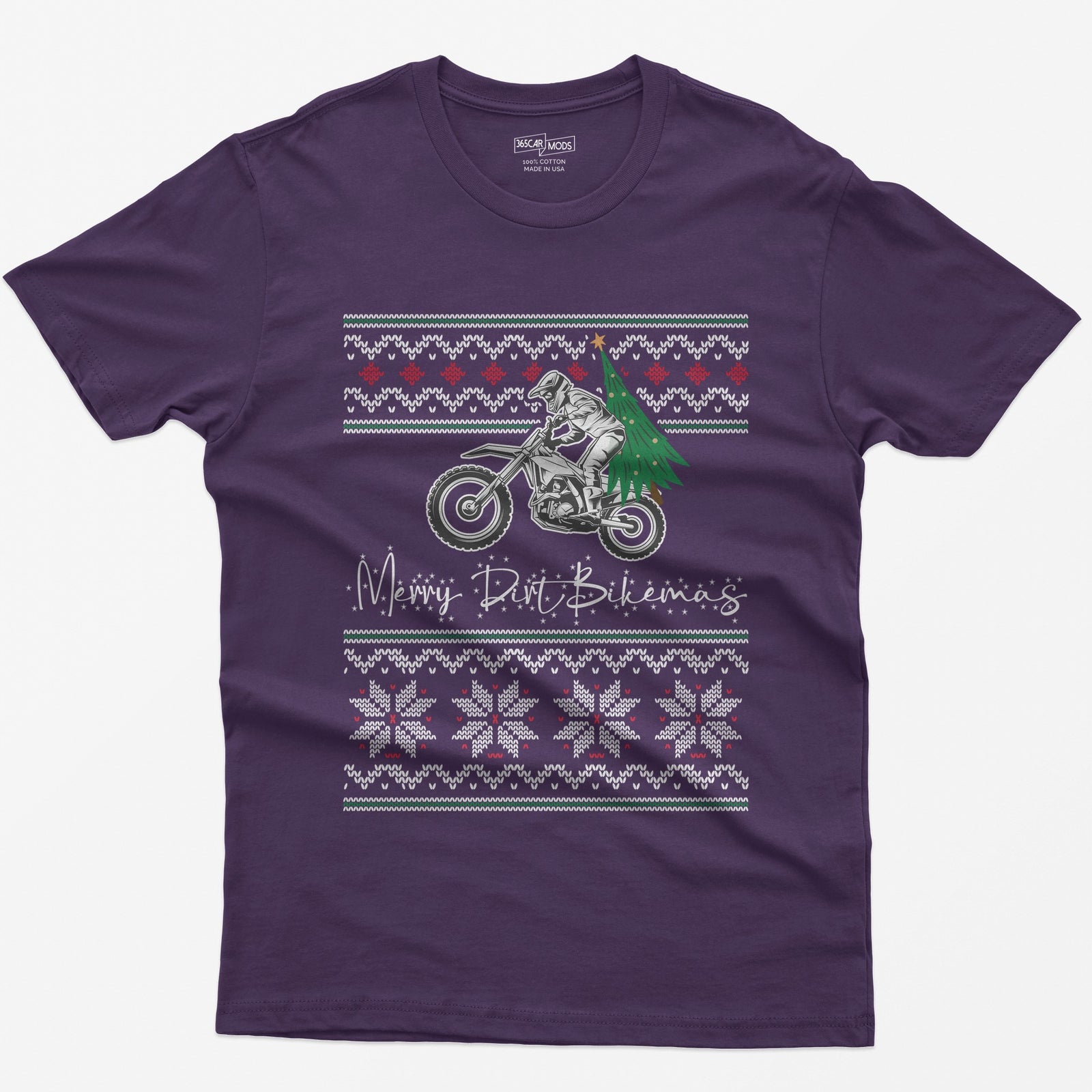 Merry Dirt Bikemas Christmas T-Shirt - Purple