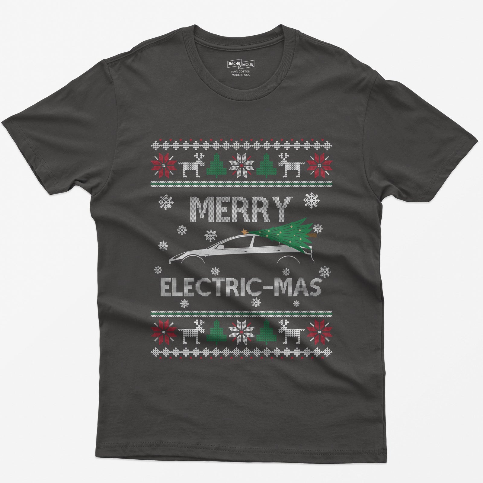 Merry Electric-mas EV Christmas T-Shirt - Dark Heather