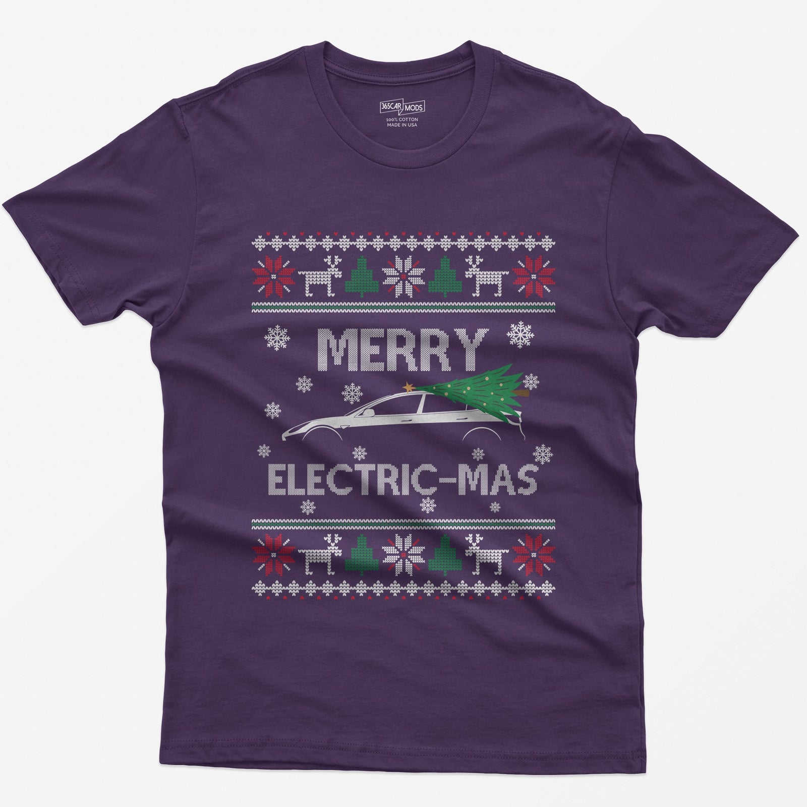 Merry Electric-mas EV Christmas T-Shirt - Purple