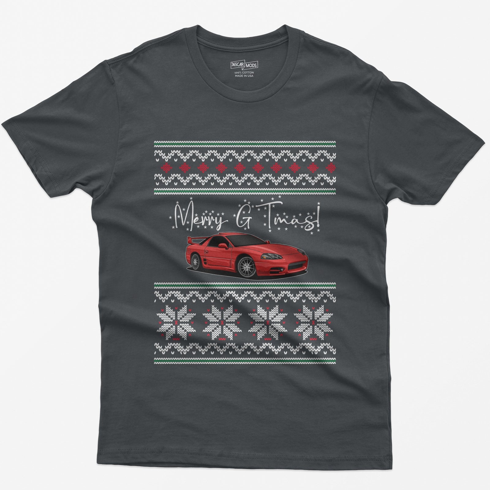 Merry GTmas JDM Sports Car Christmas T-Shirt - Charcoal