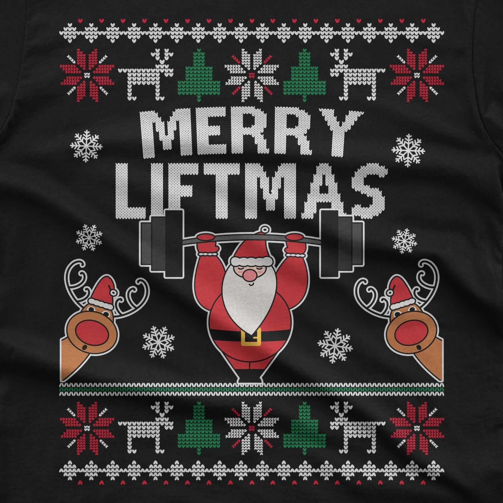 Merry Liftmas T-Shirt design close-up