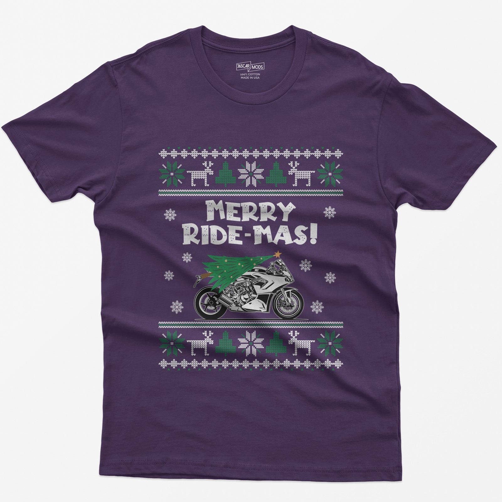 Merry Ride-mas Sportbike Christmas T-Shirt - Purple
