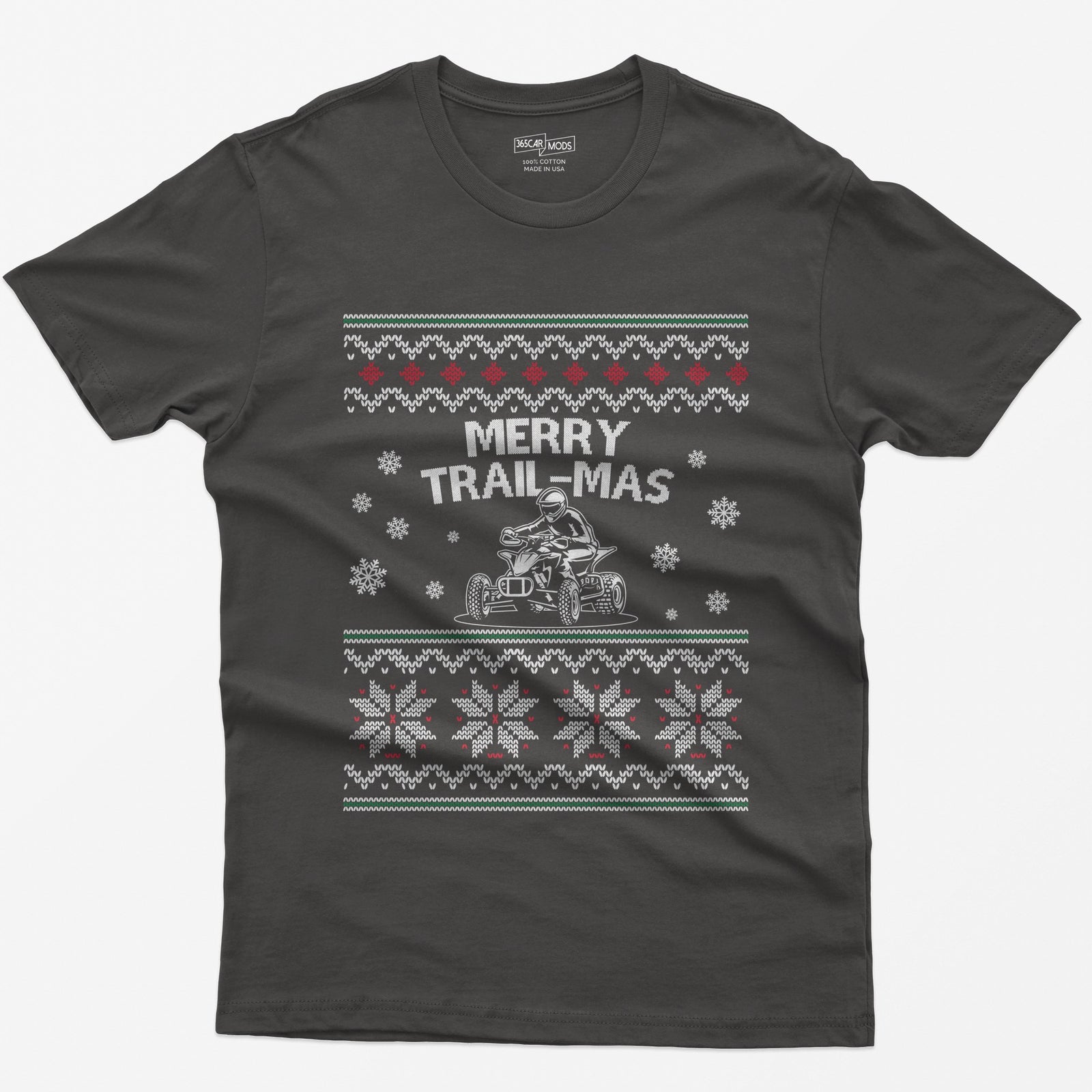 Merry Trail-mas ATV Christmas T-Shirt - Dark Heather