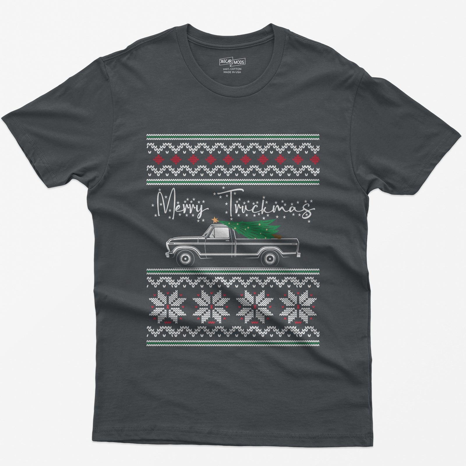 Merry Truckmas Classic Pickup Christmas T-Shirt - Charcoal