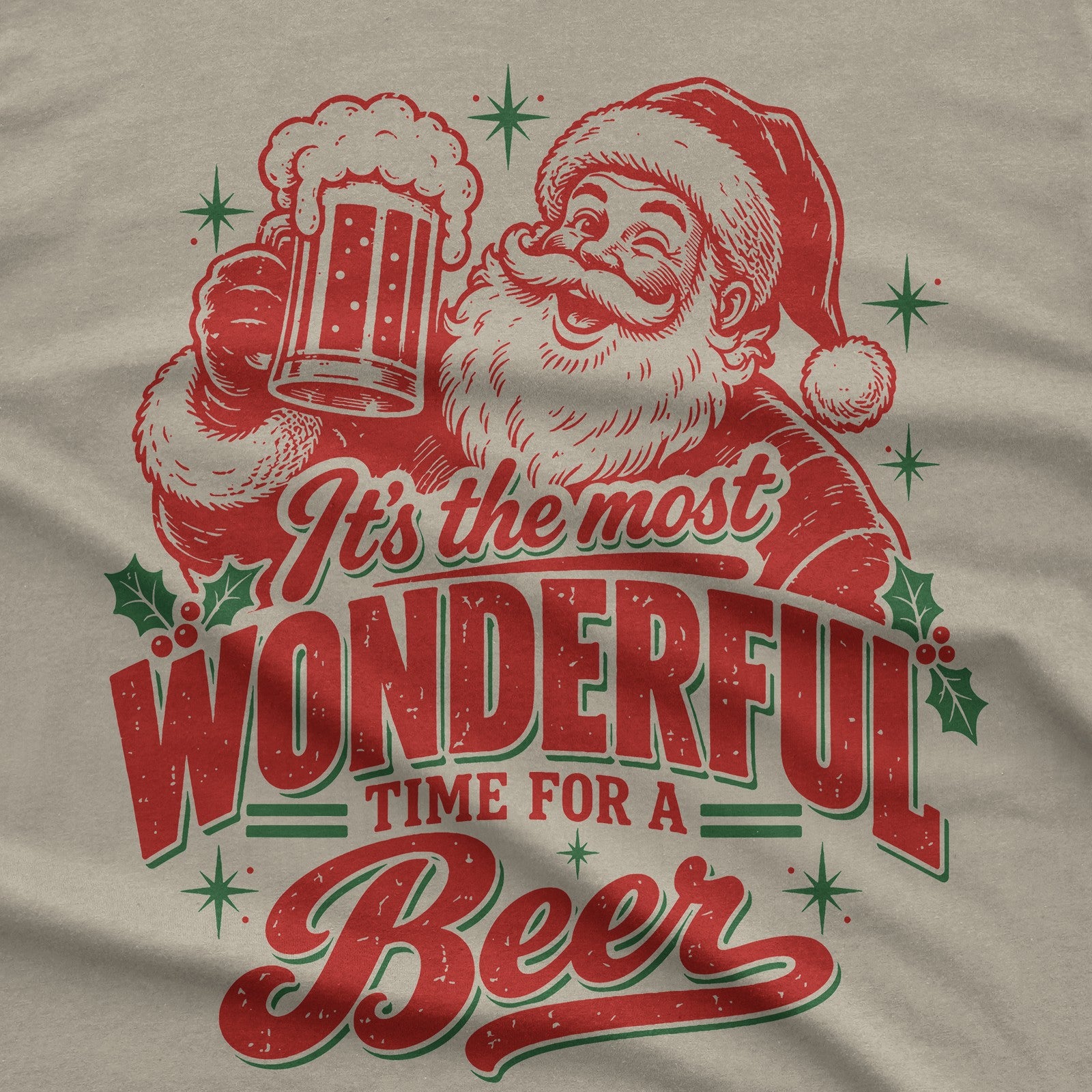 Most Wonderful Time for a Beer T-Shirt design close-up