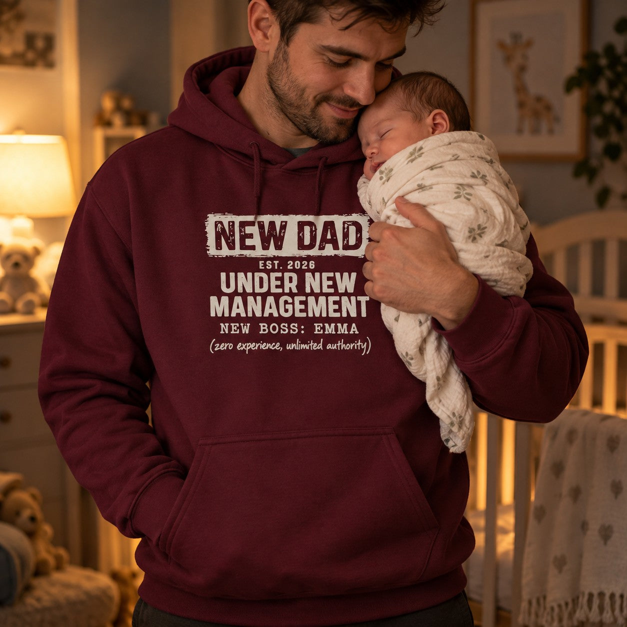 New Dad Under New Management Hoodie - lifestyle photo