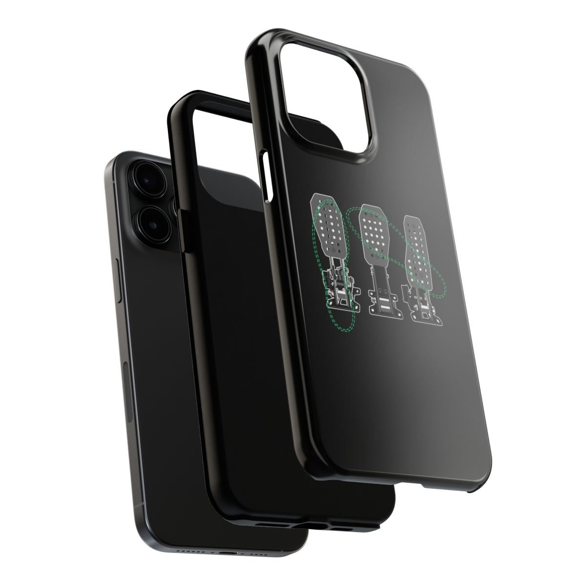 Racing Pedals tough phone case, dual-layer construction