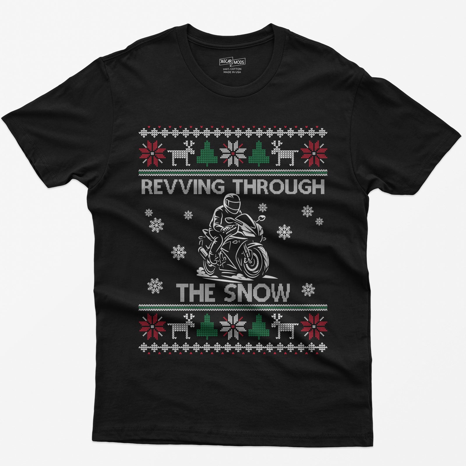 Revving Through the Snow Sportbike Christmas T-Shirt