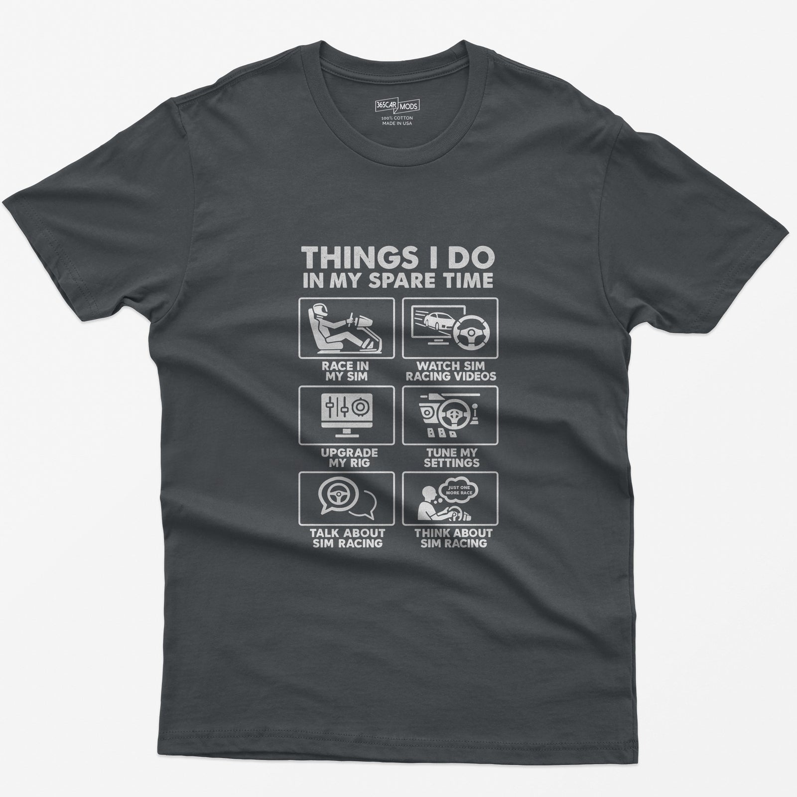 SIM Racing Things I Do In My Spare Time T-Shirt - Charcoal