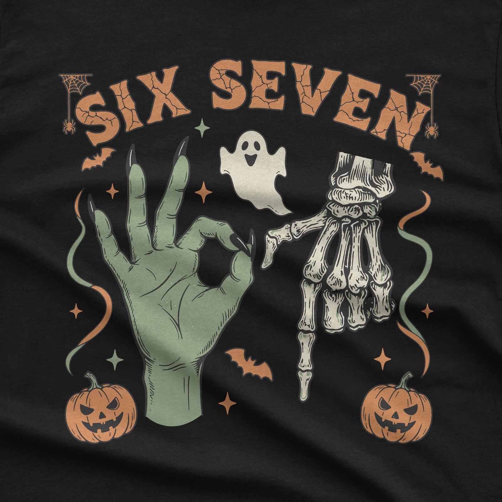 Six Seven Halloween Meme T-Shirt design close-up