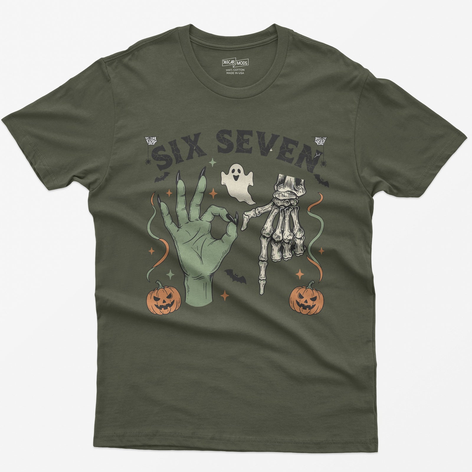 Six Seven Halloween Meme T-Shirt - Military Green