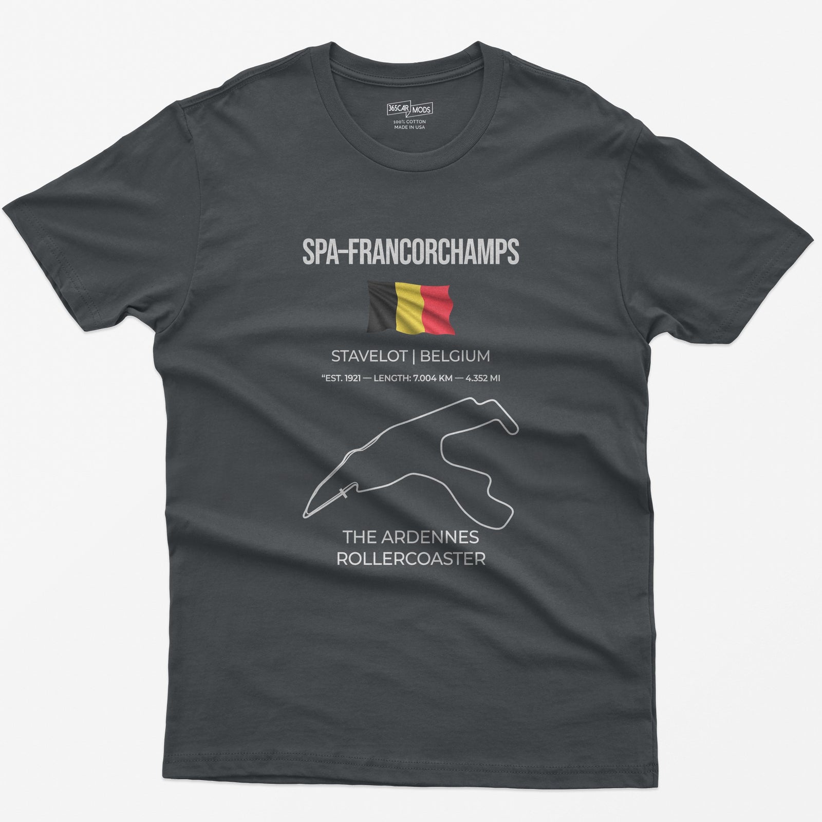 Spa-Francorchamps F1 Racing Track T-Shirt - Charcoal