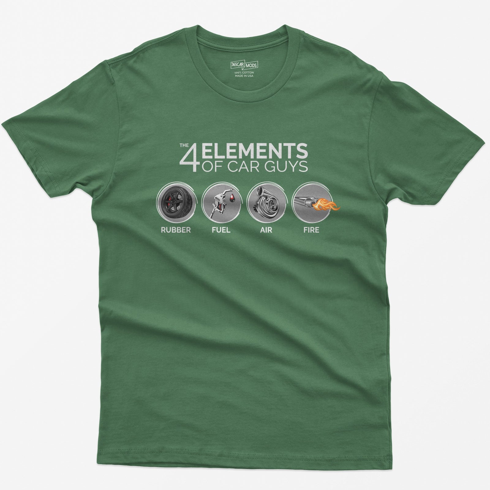 The 4 Elements of Car Guys Funny Car T-Shirt - Heather Green