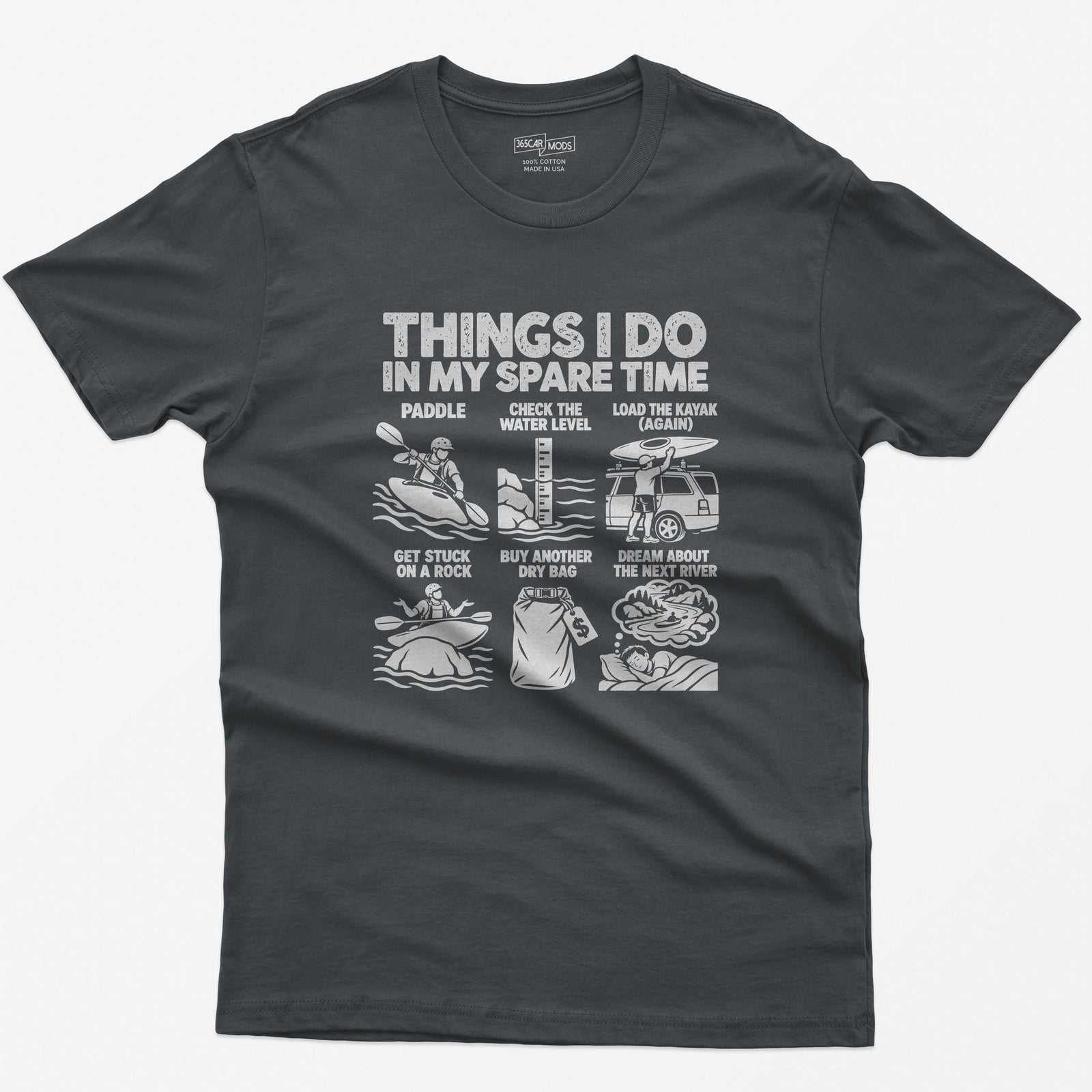 Things I Do In My Spare Time Kayaking T-Shirt in Charcoal