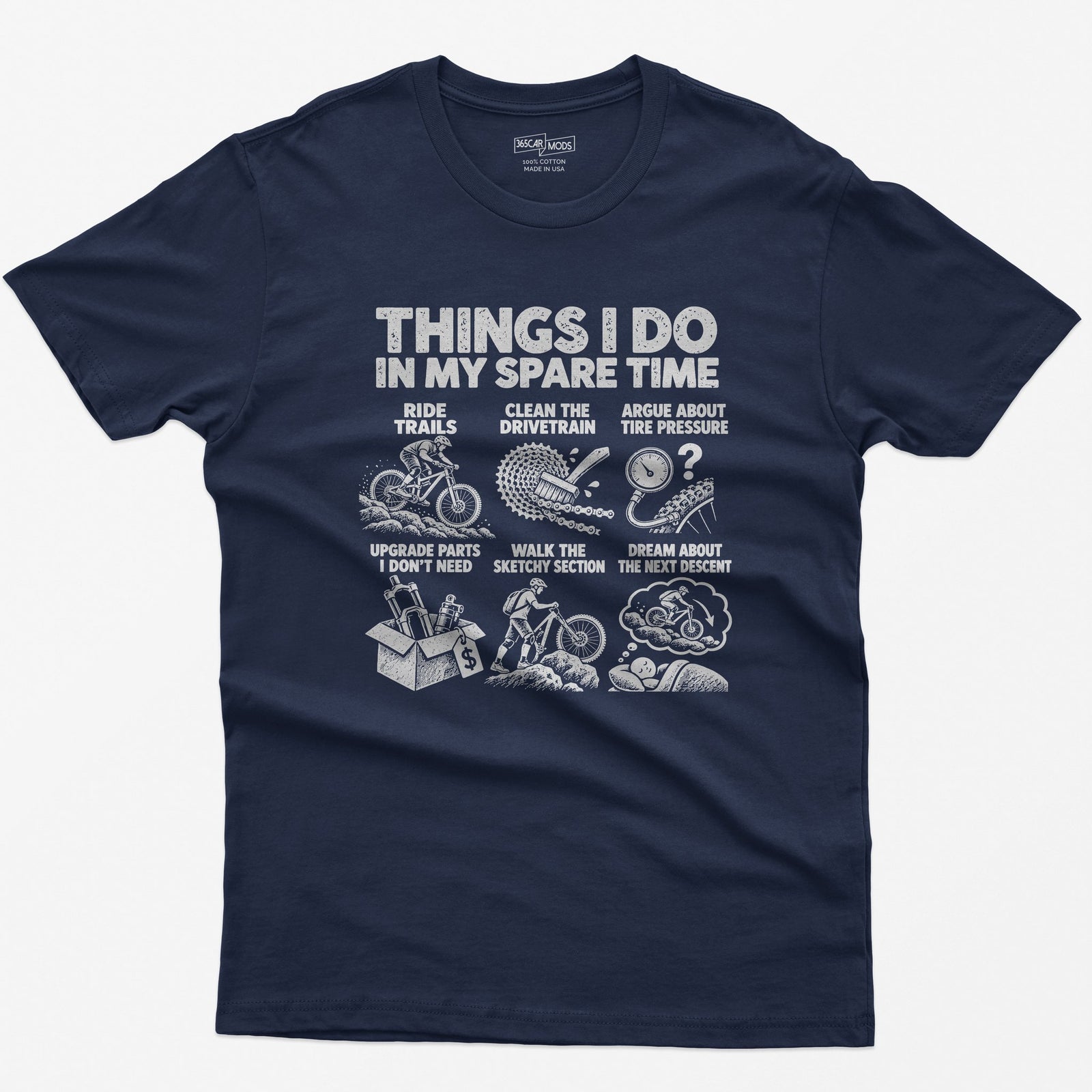 Things I Do In My Spare Time Mountain Bike T-Shirt in Navy