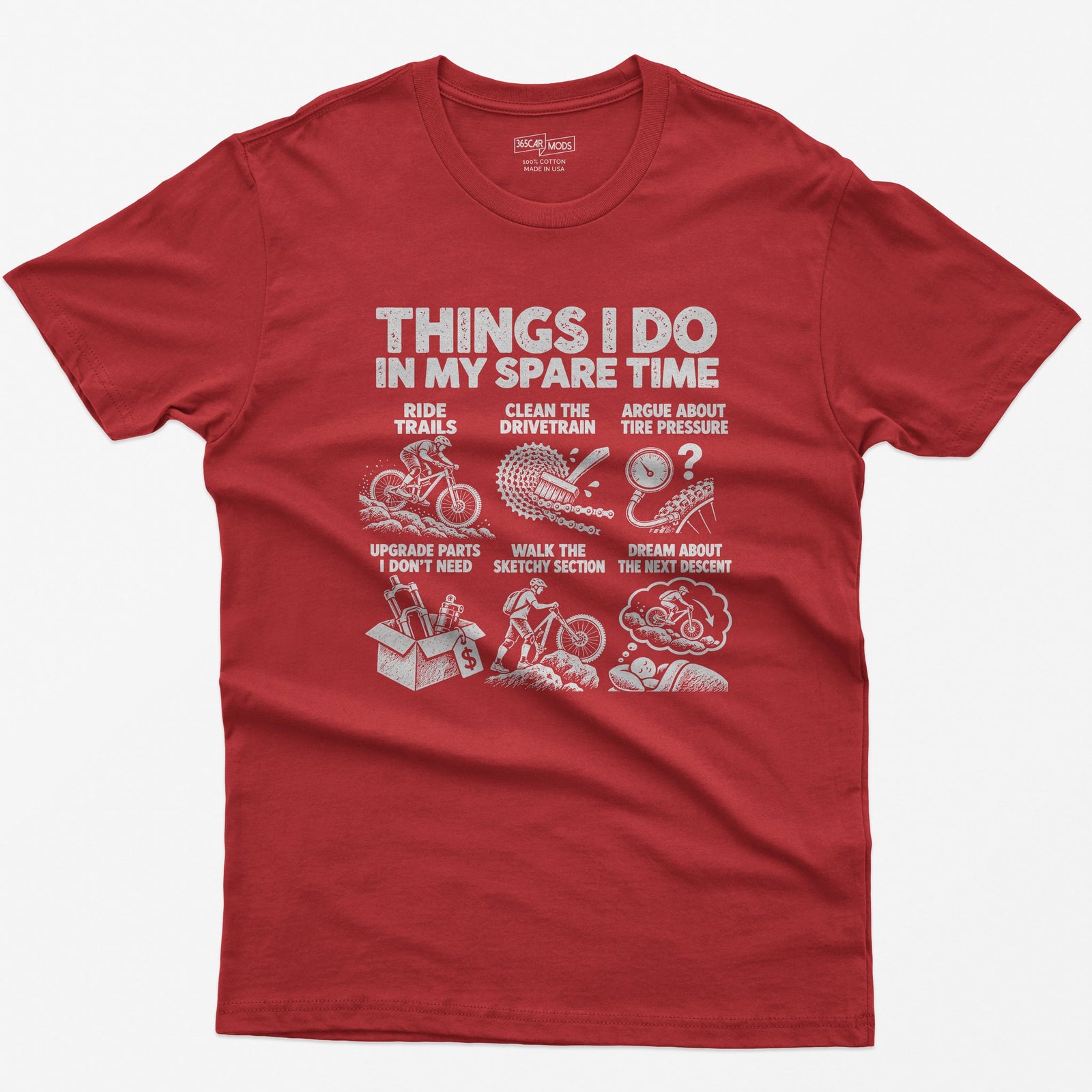 Things I Do In My Spare Time Mountain Bike T-Shirt in Red